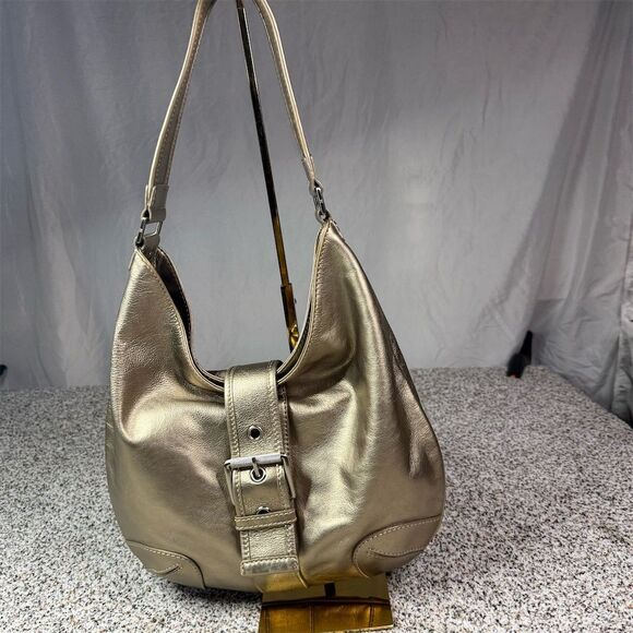 Michael Kors Metallic Gold Leather Hobo Shoulder Bag for Women - Picture 1 of 9